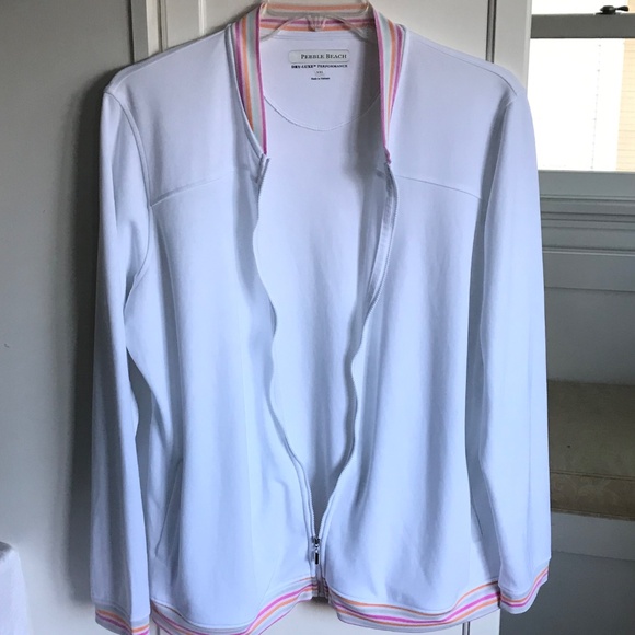 PEBBLE BEACH Golf Jacket Dry-Luxe Performance Zip Up White Women’s Size XXL 2X - Picture 2 of 16
